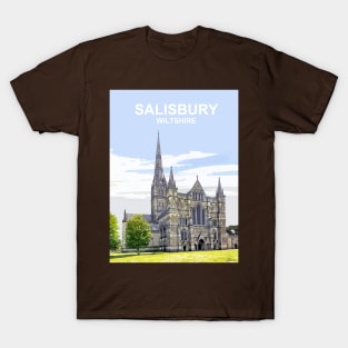 Salisbury Cathedral Wiltshire. Travel poster T-Shirt